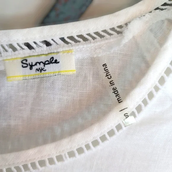 Symple NYC 100% Linen Off White Blouse Size S - Picture 2 of 5